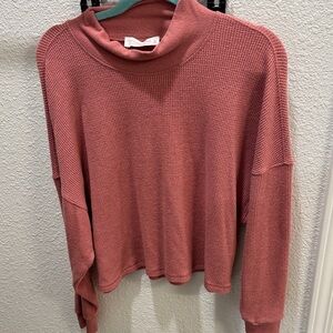 Abercrombie & Fitch lounge collection Waffle Knit Mock Neck Sweater - Dusty Rose